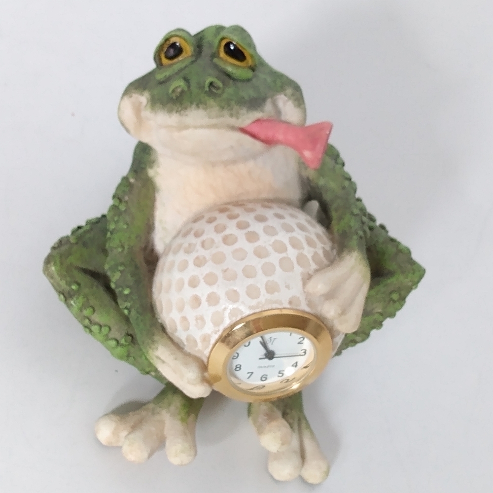 Vintage Golf Time Frog With Clock